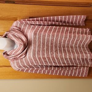 Eddie Bauer Red and White Cowl Neck Sweater